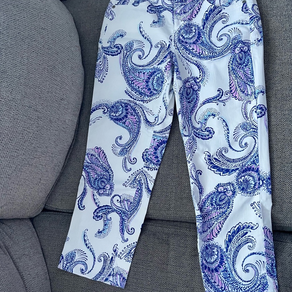 Chico's Blue and White Paisley Pants